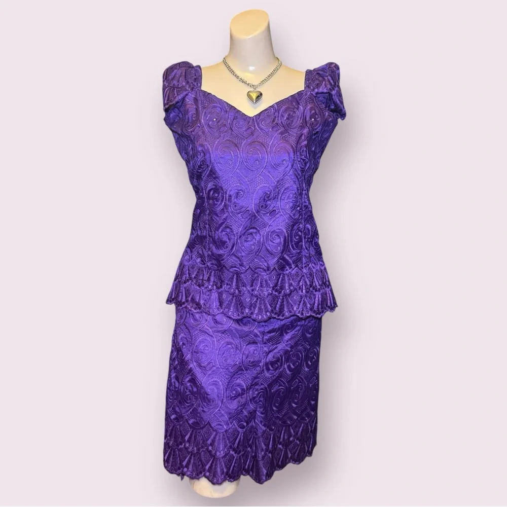 Vintage Purple Skirt Set with Top, Whimsygoth Witchcore Regency Vibes - Picture 5 of 14